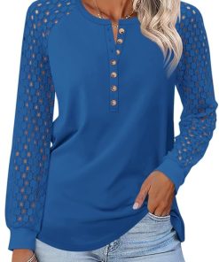 Blue Lace Long Sleeve Shirt CH33