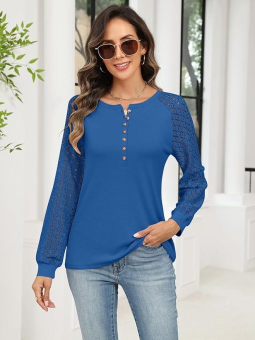 Blue Lace Long Sleeve Shirt CH33 - Image 2