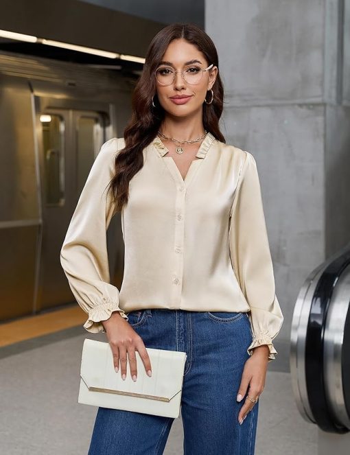 Elegant Silk Button Down Shirt CH29 - Image 2