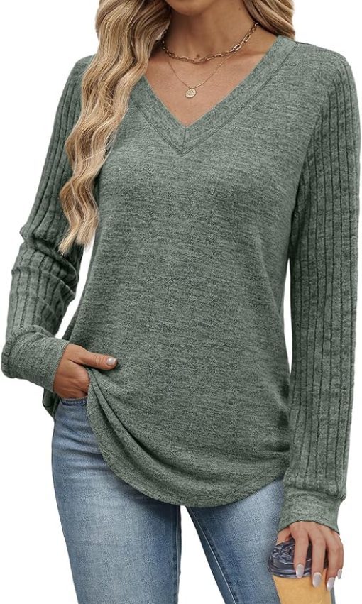 Loose Fit V Neck Fall Top CH22