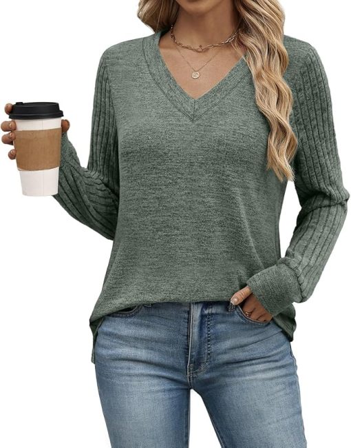 Loose Fit V Neck Fall Top CH22 - Image 2
