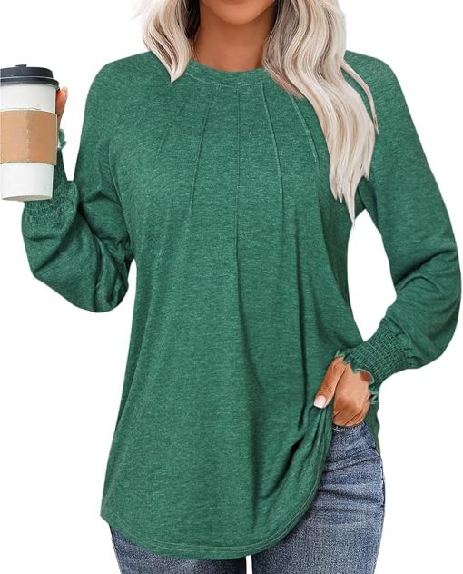Pleated Front Crewneck Shirt CH23