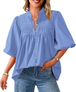 Pleated V Neck Blouse CH12