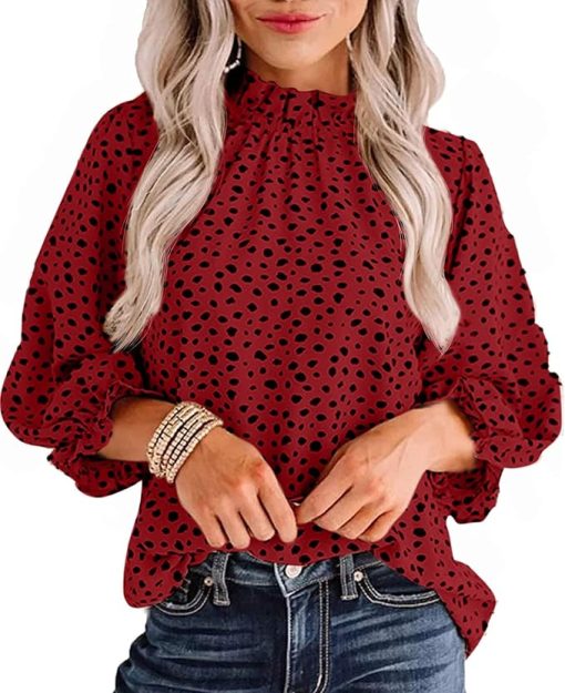 Polka Dot Long Sleeve Blouse CH16