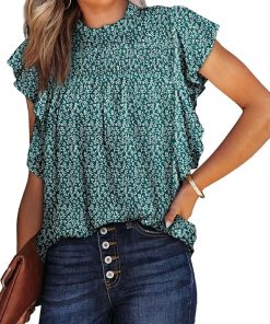 Smocked Ruffle Short Sleeve Top CH3