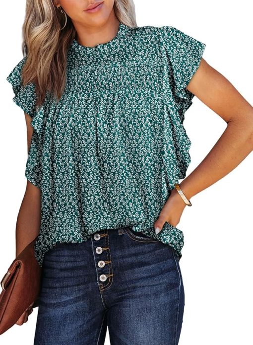 Smocked Ruffle Short Sleeve Top CH3