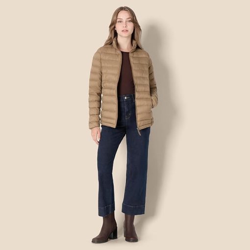Women's Brown Puffer Jacket CH34 - Image 2
