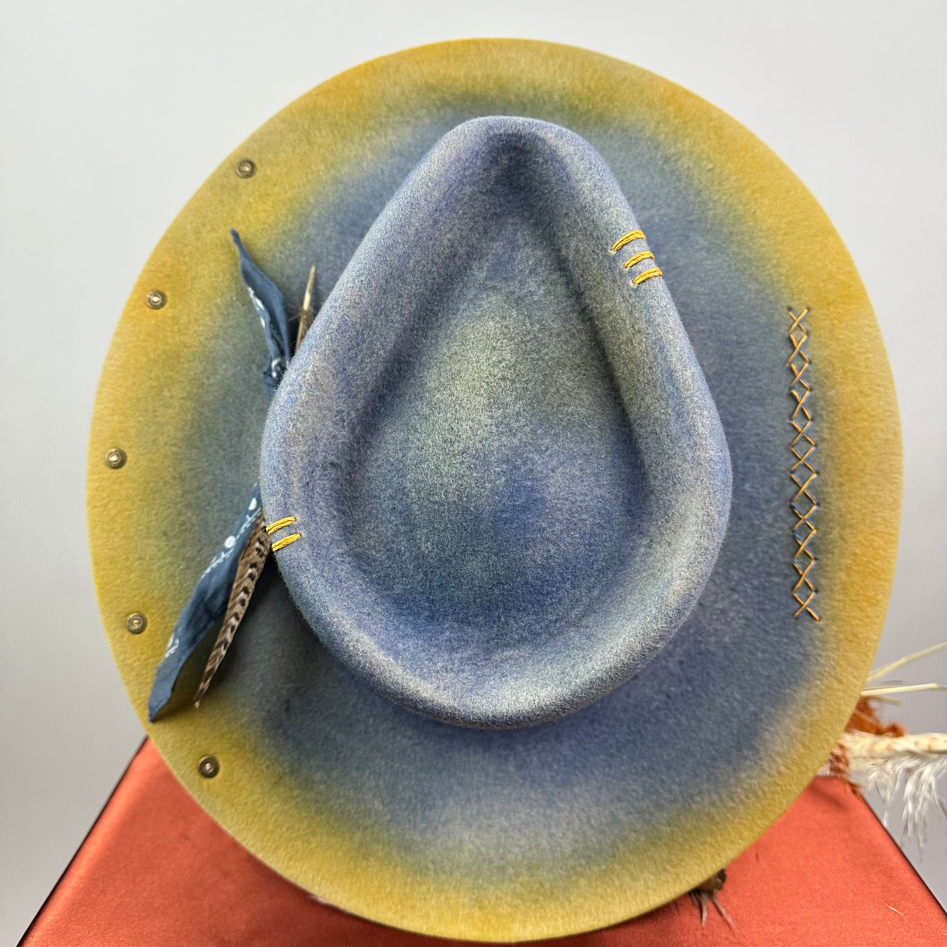 Distressed Fedora Blue Ombre Road Warrior - Image 4