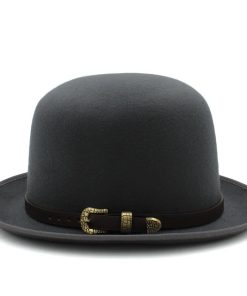 Felt Bowler Hat with Leather Accent