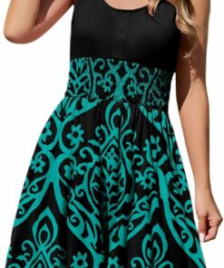 Floral Black Green Summer Dress CH1