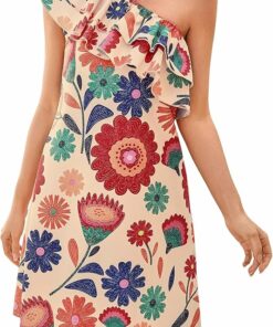 Ruffle One Shoulder Party Dress CH31