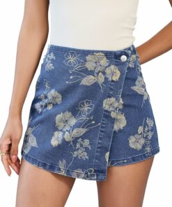 Classic Wash Floral Denim Skirt CH95