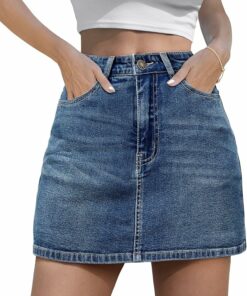 Vintage Wash Blue Denim Mini Skirt CH90