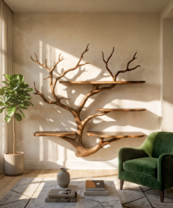 Sculptural Tree Wall Shelf