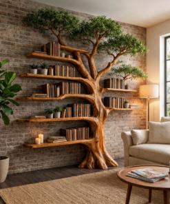 Nature Inspired Tree Display Bookcase Living Room