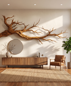 Abstract Tree Limb Solid Wood Wall Art Artistic Interior Accent