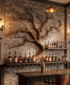Artistic Tree Branch Wine Rack Wooden Wall Shelf For Kitchen Dining Room Bar