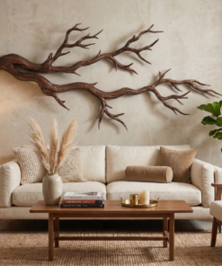 Twisted Branch Solid Wood Wall Sculpture Organic Modern Decor