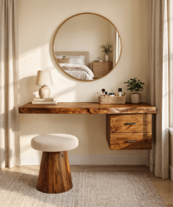 Modern Organic Solid Wood Dressing Table Bedroom Floating