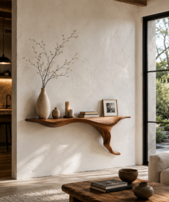 Organic Wall Mounted Console Table With Sculptural Tree Root Design For Entryway