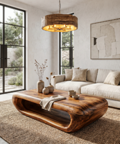 Organic Coffee Table With Open Storage For Living Room