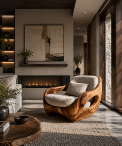 Artistic Organic Lounge Seating Open Carved Frame For Living Room