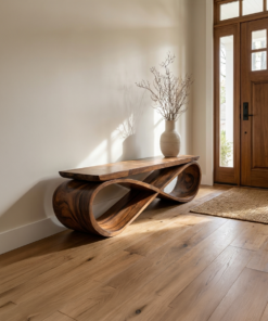 Infinity Loop Sculptural Bench For Entryway Or Living Room