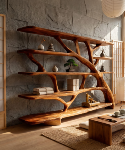 Farmhouse Sculptural Bookcase Storage Organizer For Bedroom Space