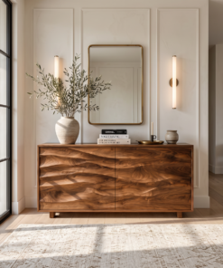 Modern Organic Wave Carved Sideboard For Festive Home Decor