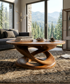 Round Coffee Table With Twisted Pedestal For Luxury Living Room