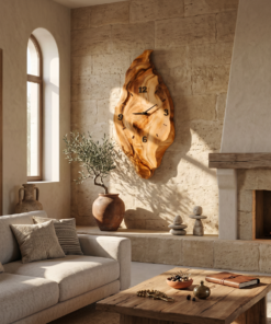 Rustic Wall Clock With Live Edge Design For Bedroom