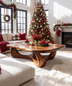 Rustic Wooden Live Edge Coffee Table For Holiday Home Furniture