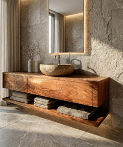 Mid Century Wooden Floating Bathroom Vanity For Bathroom
