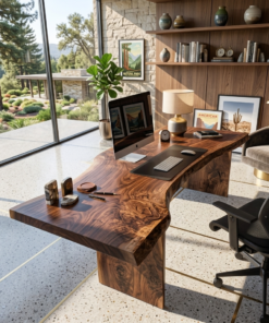 Modern Organic Curved Office Desk For Executive Or Creative Workspace