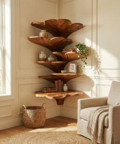 Boho Leaf Shape Corner Shelf Nursery Wall Decor Display