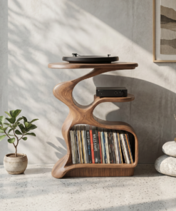 Mid Century Wooden Media Stand Stylish Living Room