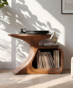 Handcrafted Record Stand Artisan Living Room Decor