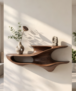 Handcrafted Live Edge Wall Mount Shelf For Living Room