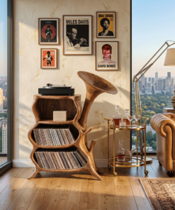 Handcrafted Wooden Media Console For Furniture Decor