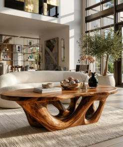 Sculptural Coffee Table With Open Loop Base For Luxury Living