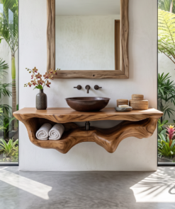 Mid Century Live Edge Floating Vanity Best Bathroom Decor