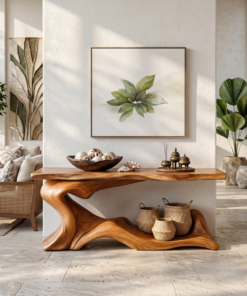 Rustic Live Edge Desk Entryway Design