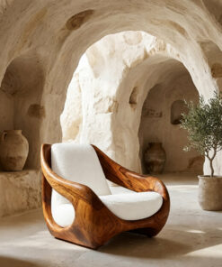 Sculptural Natural Wood Chair For Artistic Living Space