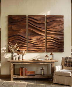 Mid Century Wooden Wall Sculpture For Entryway Decor