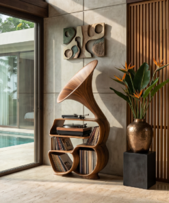 Mid Century Record Player Stand For Bedroom Decor