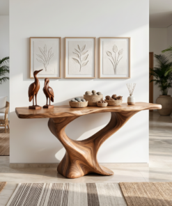 Farmhouse Wooden Console Table Entryway Decor