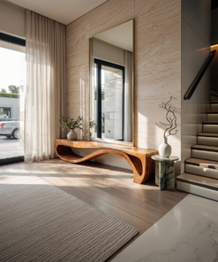 Sculptural Bench With Wave Design For Entryway