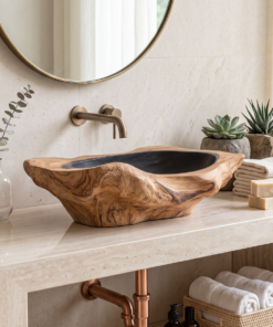 Handcrafted Solid Wood Sink For Bathroom Design Upgrade
