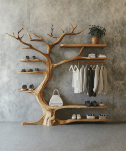 Rustic Tree Branch Standing Shoe Rack Coat Hanger Stand
