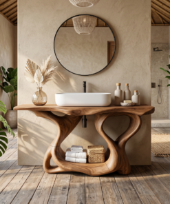 Rustic Solid Wood Vanity For Bathroom Furniture Decor